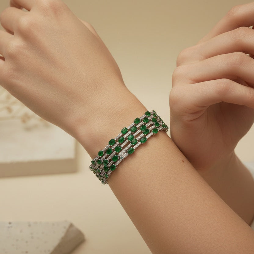 EMERALD 4 LINE TENNIS BRACELET